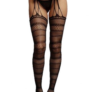 Le Désir Black Suspender Striped Pantyhose