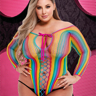 Lace-Up Rainbow Teddy