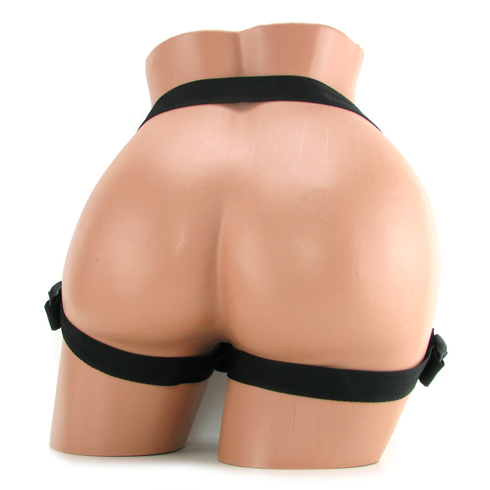 Vibrating Velvet Strap-On Harness in Black – Image 4